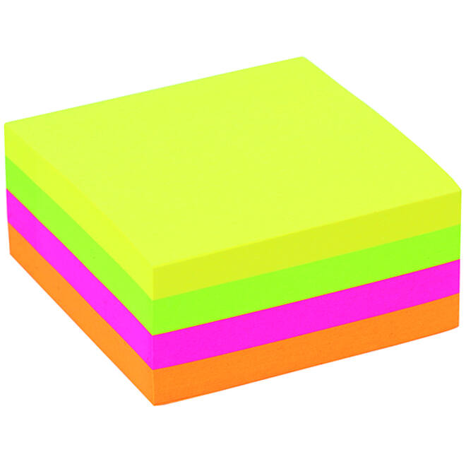 Memoblok Quantore 76x76mm neon kleuren assorti 4 kleuren