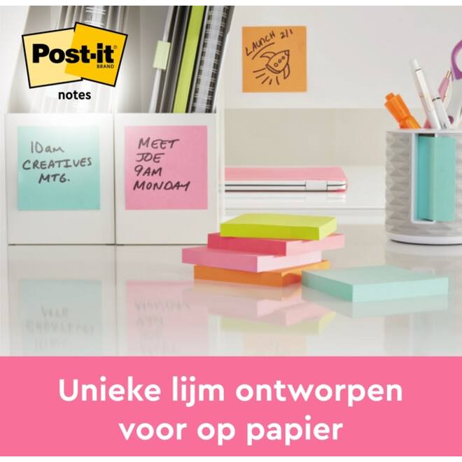 Memoblok Post-it 2028 76x76mm kubus neon kleuren