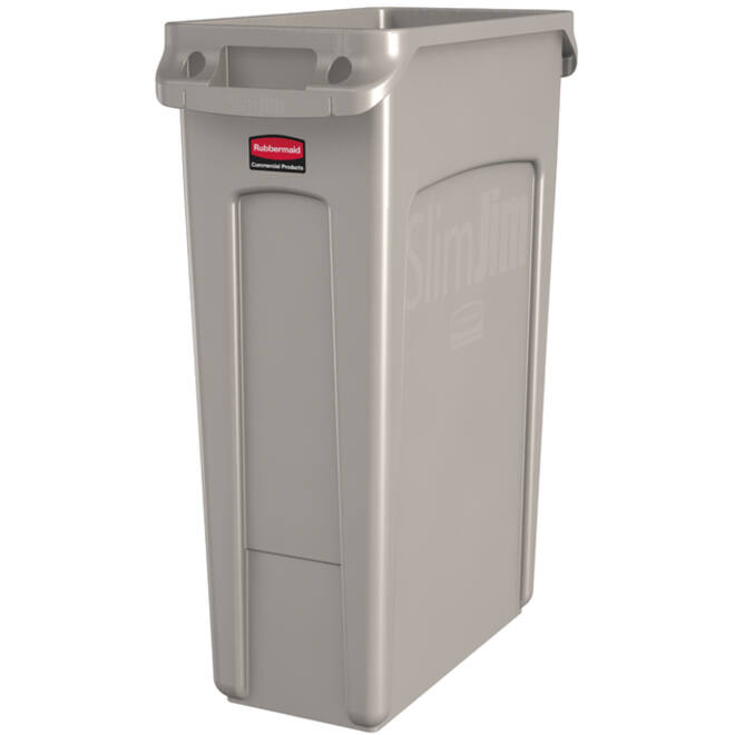 Afvalbak Rubbermaid Slim Jim Vented met luchtsleuven 87L grijs