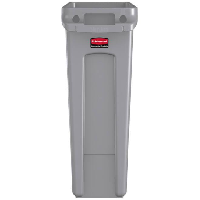 Afvalbak Rubbermaid Slim Jim Vented met luchtsleuven 87L grijs