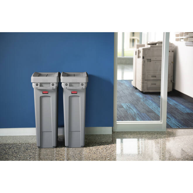 Deksel Rubbermaid Slim Jim Vented gesloten met swingsysteem grijs