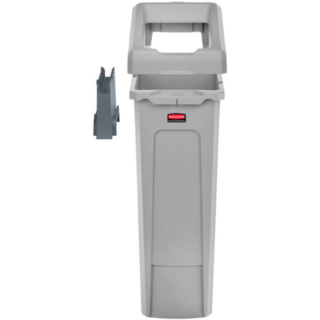 Afvalbak Rubbermaid Slim Jim Recyclestation starterset 87L grijs