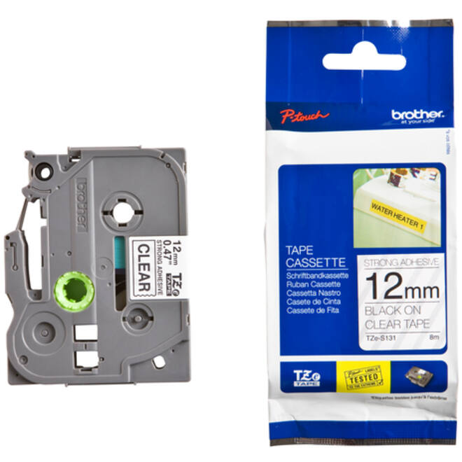 Labeltape Brother P-touch TZE-S231 12mm zwart op wit