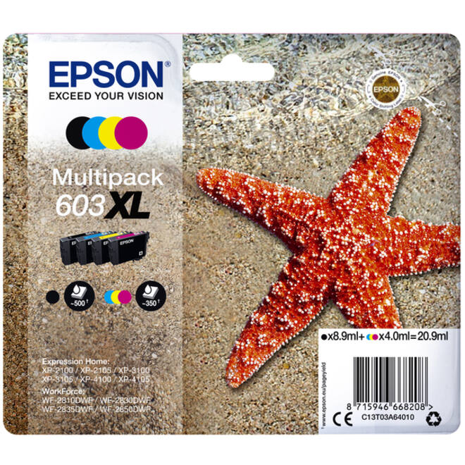 Inktcartridge Epson 603XL T03A6 zwart + 3 kleuren