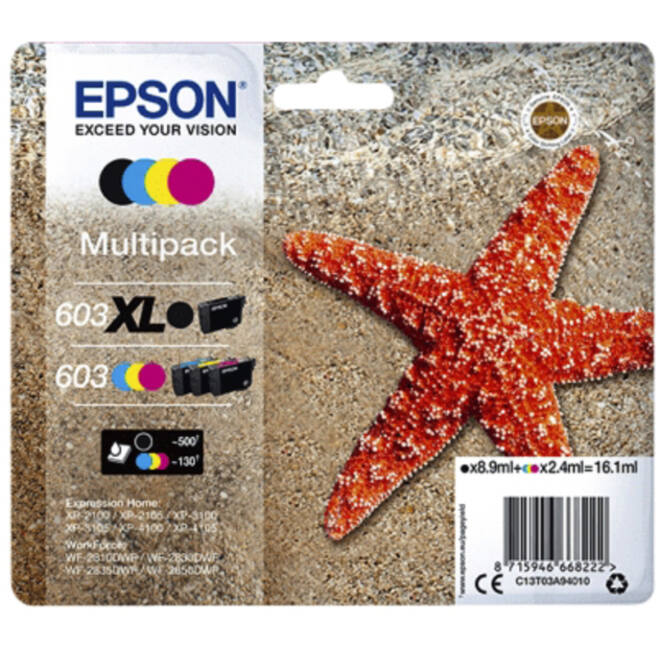 Inktcartridge Epson 603 T03A9 zwart XL+ 3 kleuren
