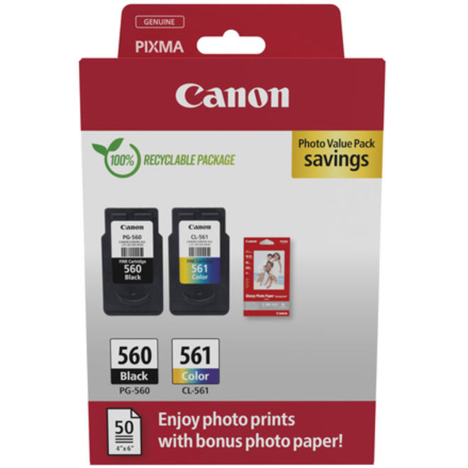 Inktcartridge Canon PG-560 CL-561 zwart + kleur