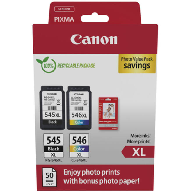 Inktcartridge Canon PG-545XL + CL-546XL zwart + kleur