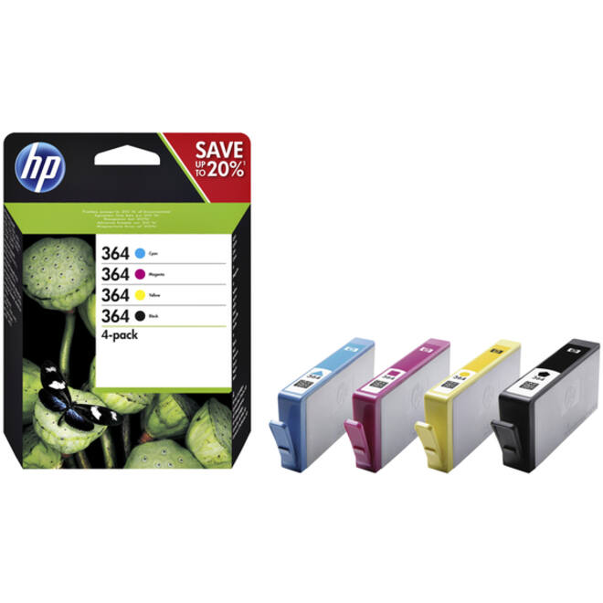 Inktcartridge HP N9J73AE 364 zwart + 3 kleuren