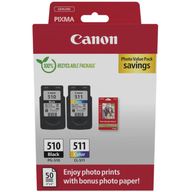 Inktcartridge Canon PG-510 + CL-511 zwart + kleur