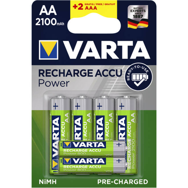 Batterij oplaadbaar Varta ready2use 4xAA 2100mAh
