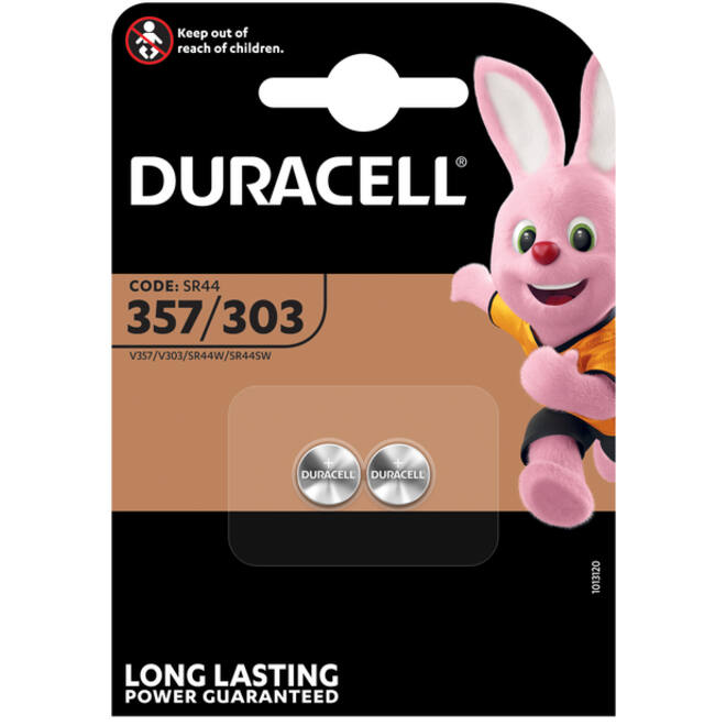 Batterij Duracell knoopcel 2x357/303 zilver oxide Ø11,6mm 2 stuks