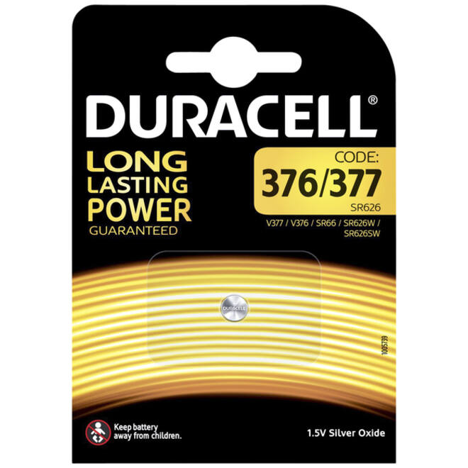 Batterij Duracell knoopcel 1x377 zilver oxide Ø6,8mm 1,5V-18mA