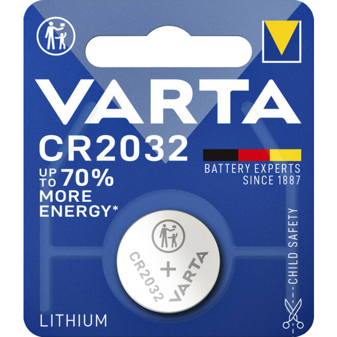 Batterij Varta knoopcel CR2032 lithium blister à 1stuk