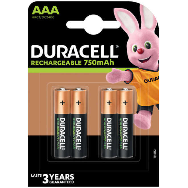 Batterij oplaadbaar Duracell 4xAAA 750mAh Plus