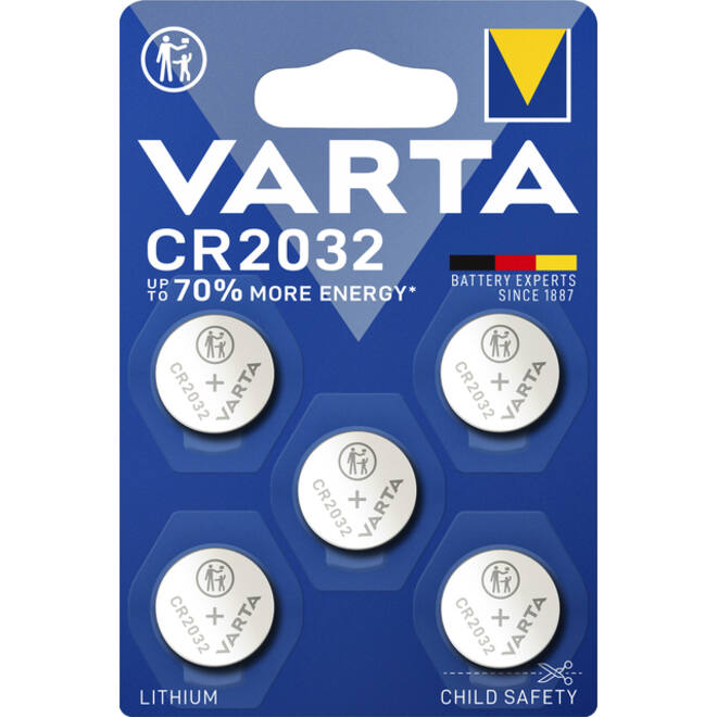 Batterij Varta knoopcel CR2032 lithium blister à 5stuk