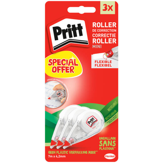 Correctieroller Pritt mini flex 4.2mmx7m blister à 2+1 gratis
