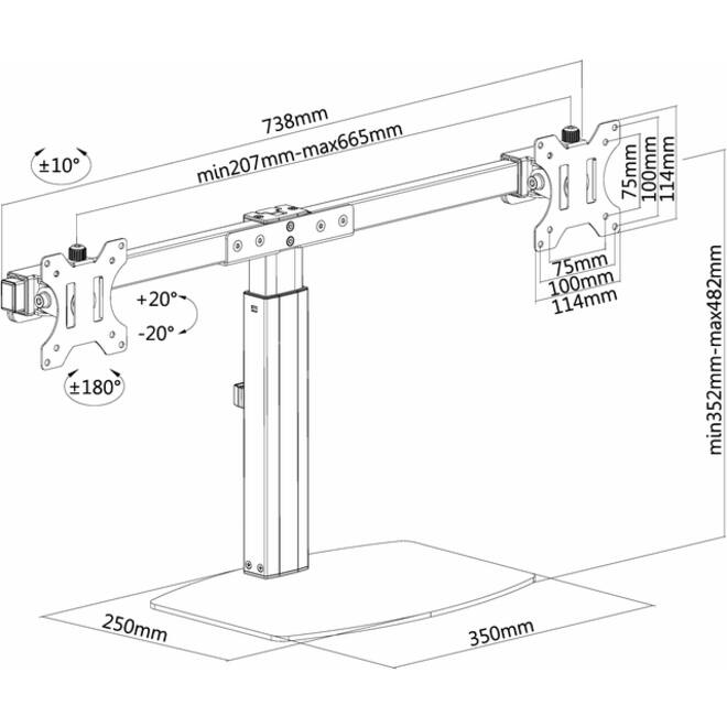 Monitorstandaard Neomounts D865D 10-32" zwart