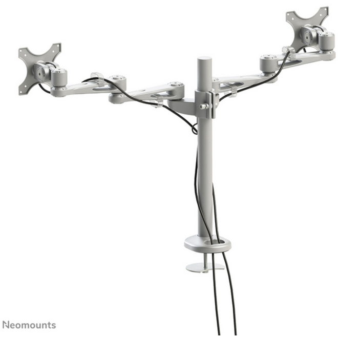 Monitorarm Neomounts D935DG 2x10-27" doorvoer zilvergrijs