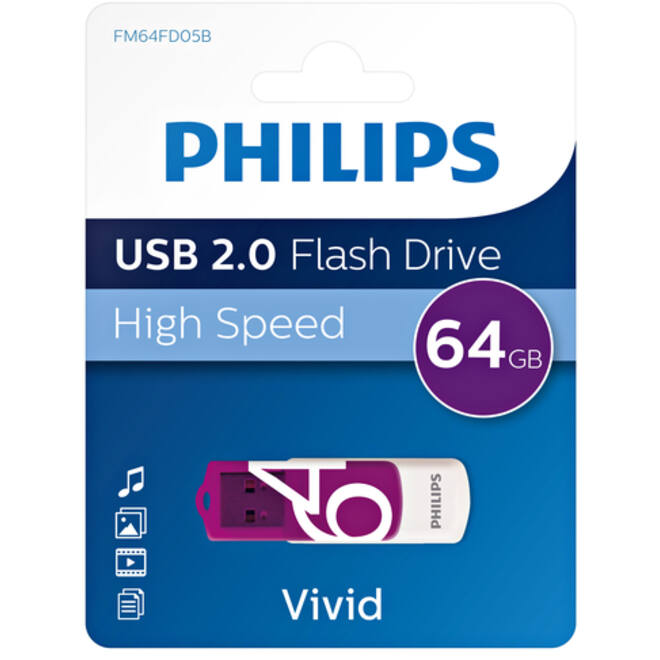 USB-stick 2.0 Philips vivid edition magic purple 64GB