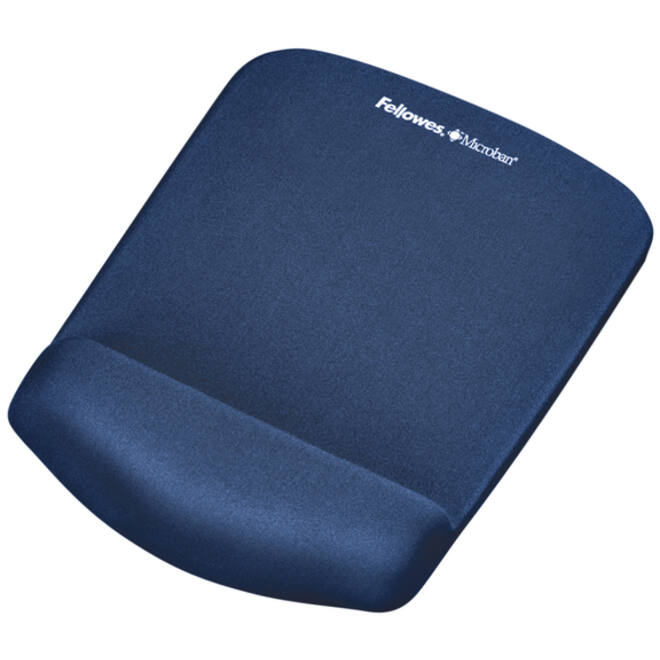 Muismat met polssteun Fellowes Plush Touch blauw