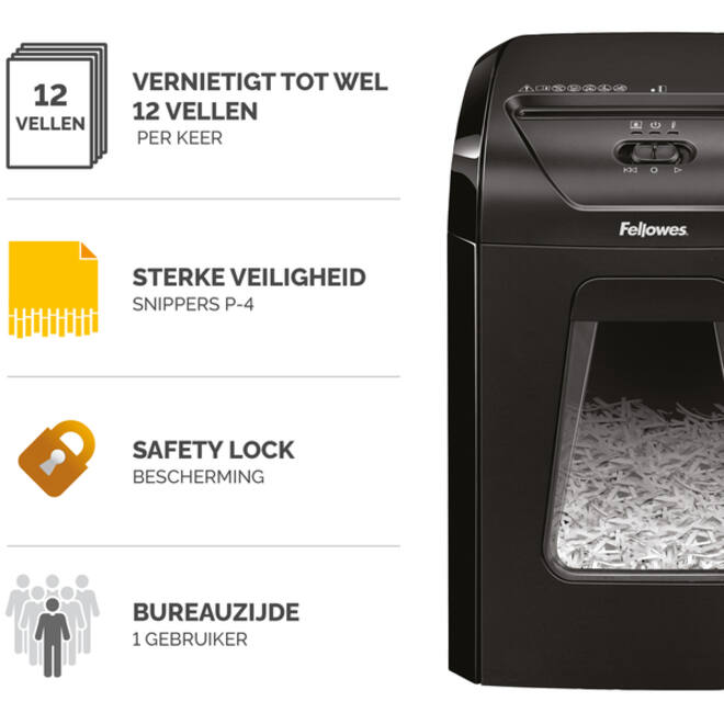 Papiervernietiger Fellowes Powershred 12C snippers 4x40mm
