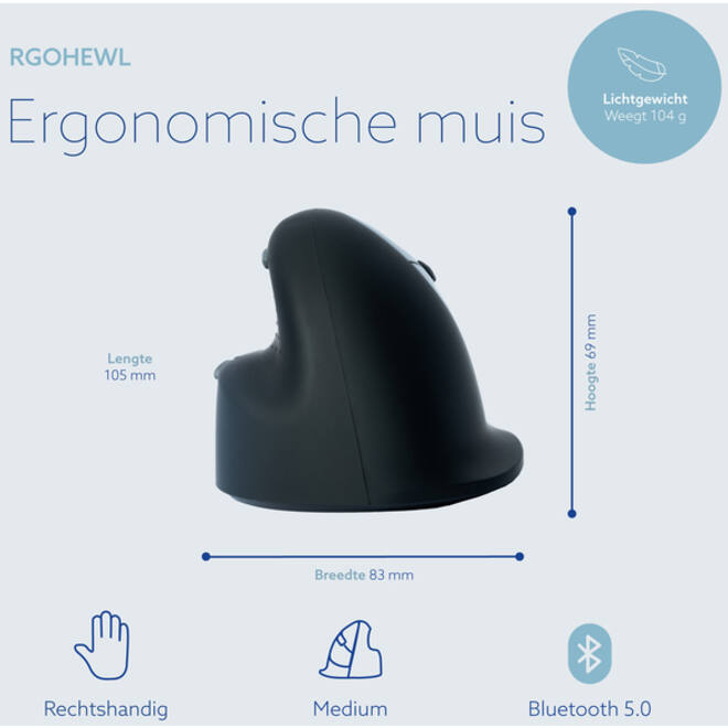 Muis R-Go Ergonomisch HE Break Wireless Rechts M