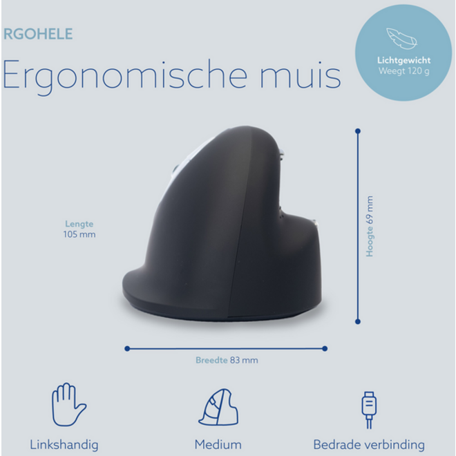 Muis R-Go Ergonomisch HE Break Draad Links M