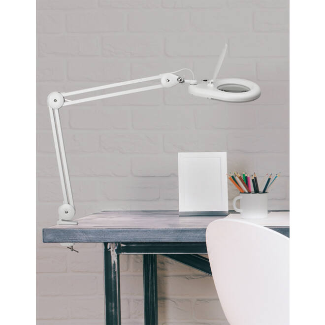 Loeplamp MAUL Viso LED tafelklem wit