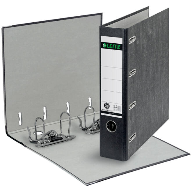 Ordner Leitz 1092 giro-bank met dubbele mechaniek 75mm karton A4 zwart