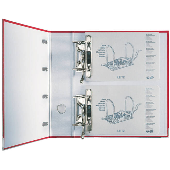 Giro-bank ordner Leitz A4 met dubbele mechaniek 80mm PP rood