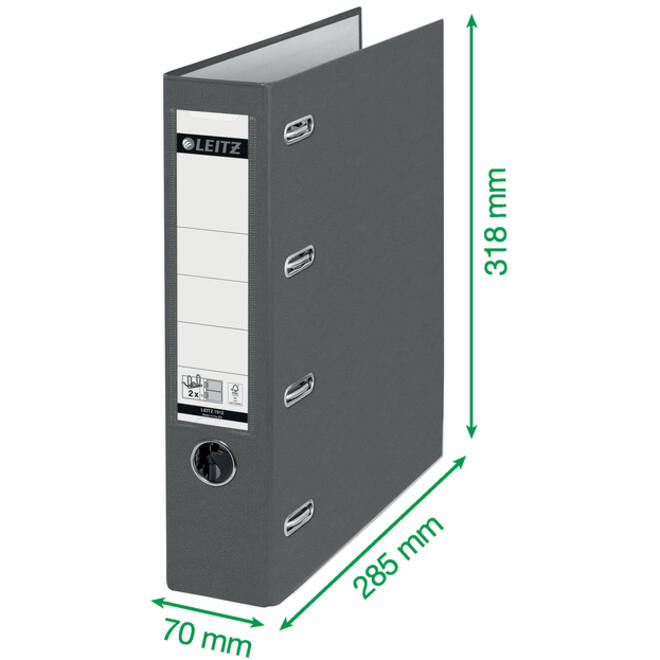 Giro-bank ordner Leitz A4 met dubbele mechaniek 80mm PP rood