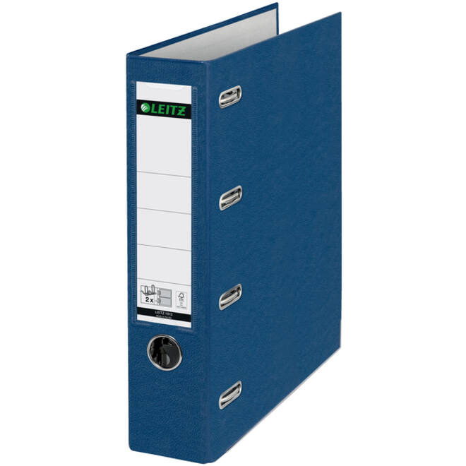 Giro-bank ordner Leitz A4 met dubbele mechaniek 80mm PP blauw