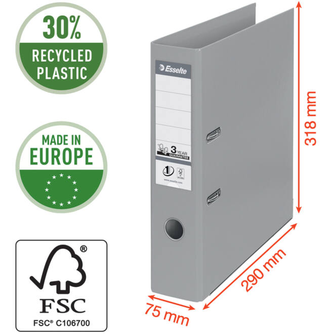 Ordner Esselte Vivida No.1 75mm PP A4 groen