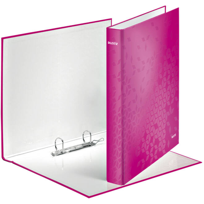 Ringband Leitz WOW A4 maxi 2-rings D-mechaniek 40mm roze