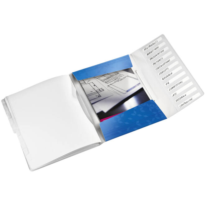 Sorteermap Leitz WOW 12 tabbladen PP blauw