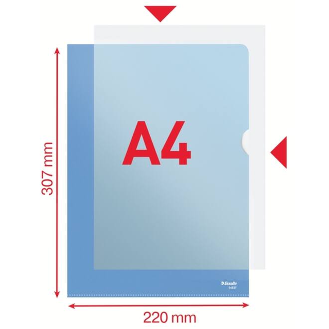 Insteekmap L-model Esselte standaard A4 0.11mm PP blauw 100 stuks