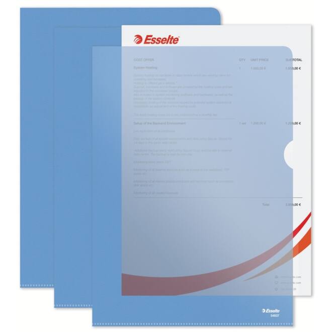 Insteekmap L-model Esselte standaard A4 0.11mm PP blauw 100 stuks