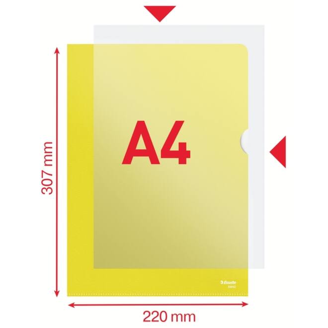 Insteekmap L-model Esselte standaard A4 0.11mm PP geel 100 stuks