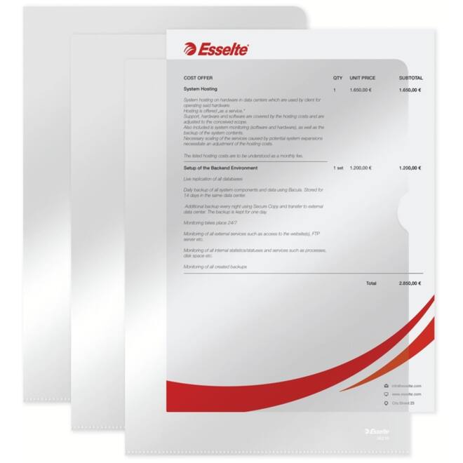 Insteekmap L-model Esselte standaard copy safe 0.11mm PP A4 glashelder 100 stuks