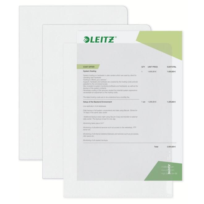 Insteekmap L-model Leitz Premium 0.13mm PP A4 transparant 100 stuks
