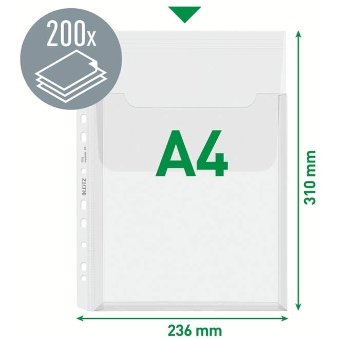 Harmonica showtas Leitz Premium met bovenklep copy safe PP A4 glashelder 5 stuks