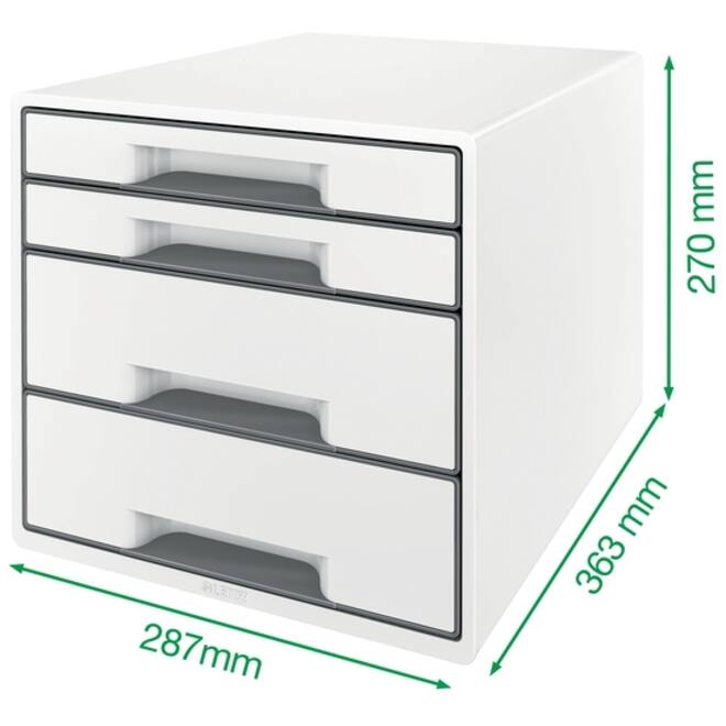 Ladenblok Leitz Wow Cube A4 maxi 4 laden wit/grijs