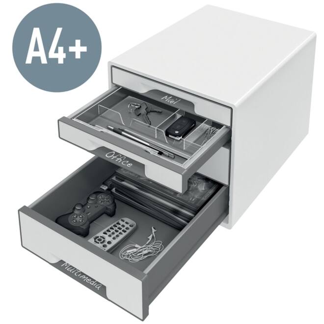 Ladenblok Leitz Wow Cube A4 maxi 4 laden wit/grijs