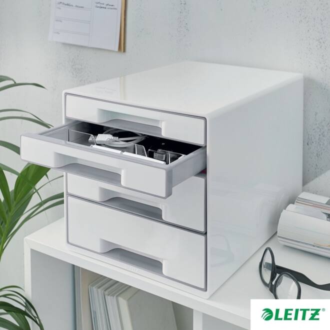 Ladenblok Leitz Wow Cube A4 maxi 4 laden wit/grijs