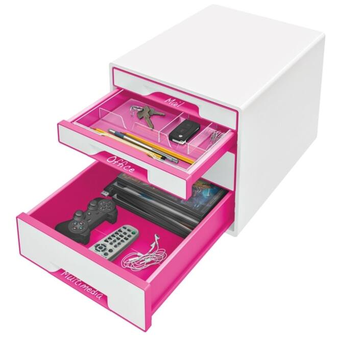 Ladenblok Leitz WOW 4 laden wit/roze