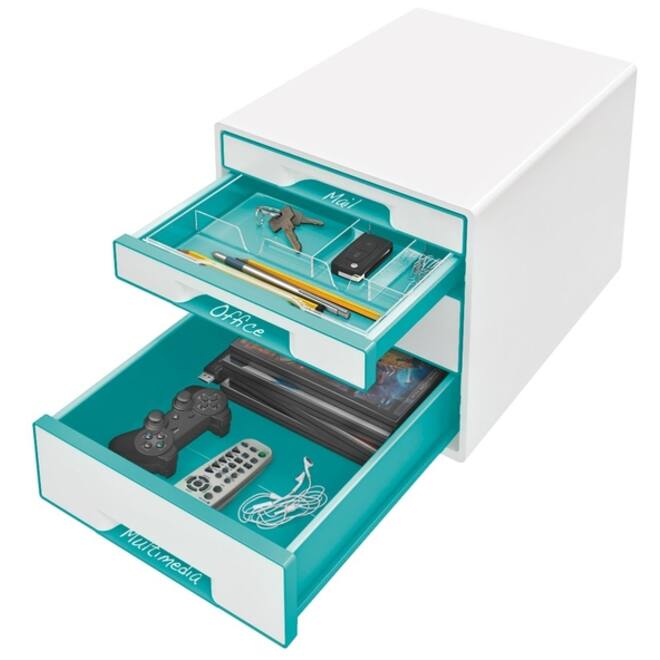 Ladenblok Leitz WOW 4 laden wit/ijsblauw