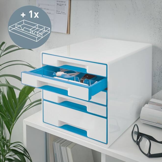 Ladenblok Leitz WOW 5 laden wit/blauw