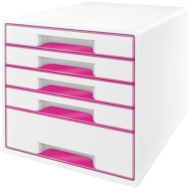 Ladenblok Leitz WOW 5 laden wit/roze