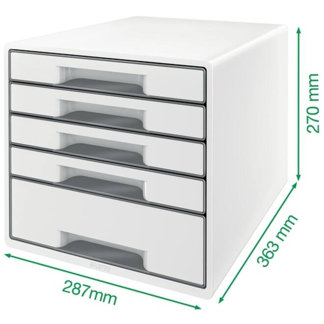 Ladenblok Leitz Wow Cube A4 maxi 5 laden wit/grijs
