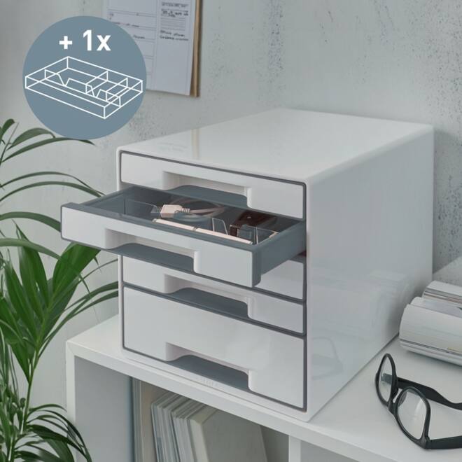 Ladenblok Leitz Wow Cube A4 maxi 5 laden wit/grijs